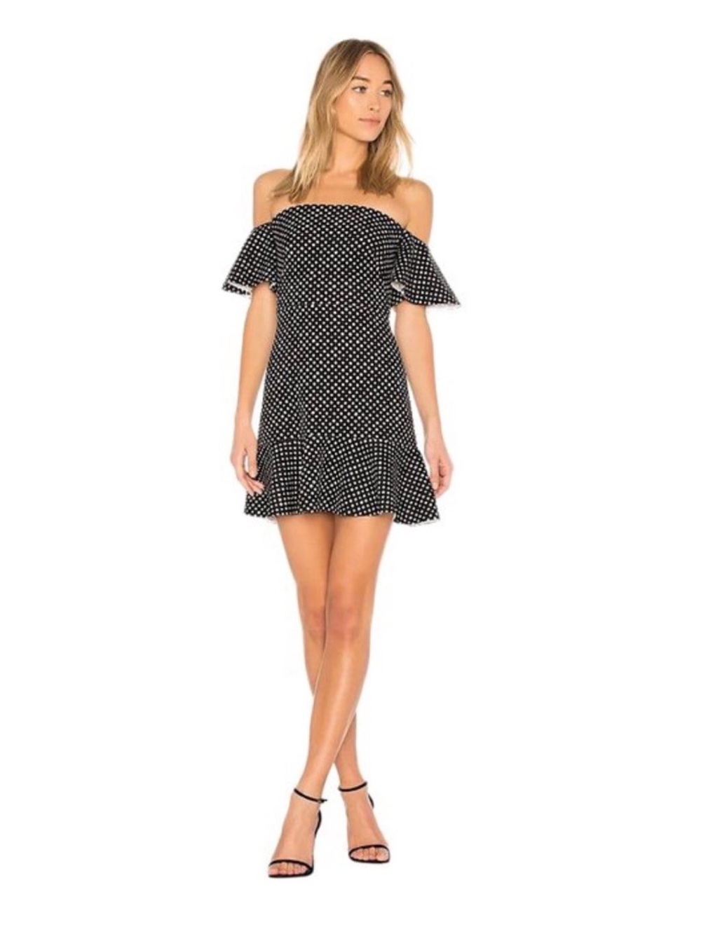 NWOT SALONI Amelia Off The Shoulders Polka Dot Dress Size 2